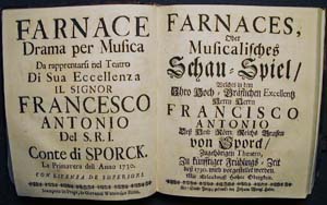 Titulní list pražského libreta Vivaldiho opery Farnace (1730)