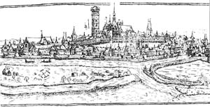 Nejstarší známý pohled na České Budějovice na kresbě Jana Willenberga z roku 1602í