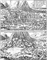 Piuro před a po katastrofě v roce 1618