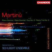 Bohuslav Martinů - Klavírní kvartet H 287, Kvartet pro hoboj, housle, violoncello a klavír H 315, Duo č. 2 D dur pro housle a violoncello H 371, Klavírní trio č. 3 C dur H 332.
