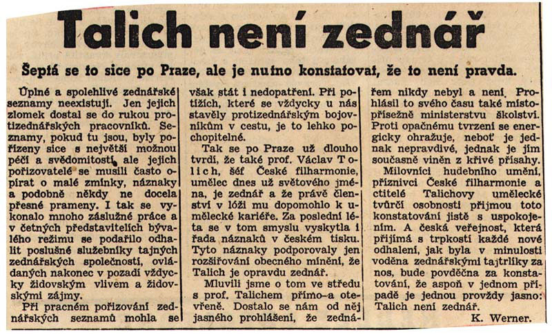 Václav Talich - od umělce vždy žádám nemožné 7. díl – nacistická oprátka I.