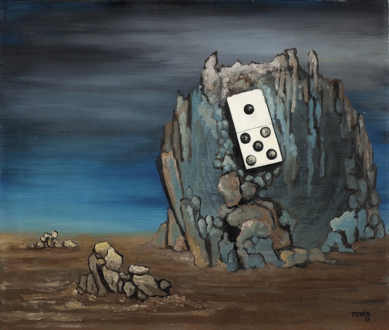 Toyen (1902—1980) KLAMNÁ KRAJINA, olej, písek na plátně, 62,2 x 73,2 cm, 1937, ze sbírky pojišťovny Kooperativy