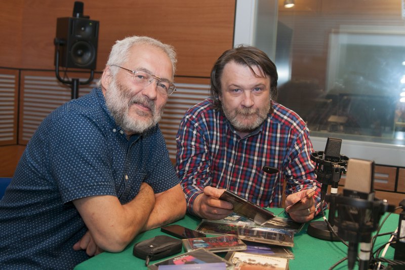 Martin Brunner st. a Jiří Hála při natáčení Jazzotéky, foto Petr Vidomus