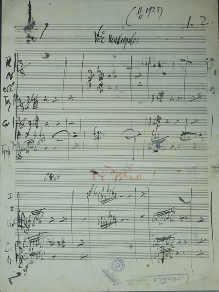 První strana autografu opery Věc Makropulos (JA MZM)