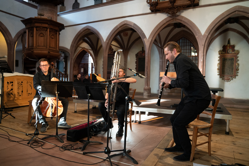 The Polish ensemble Bastarda improvising on music by Petrus Wilhelmi de Grudencz at a concert during the international Medieval and Renaissance Music Conference 2019 in Basel, foto Susanne Drescher