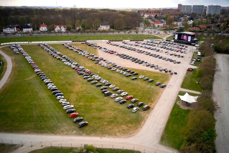 Drive-in koncert v Århusu, foto Ritzau Scanpix/AFP