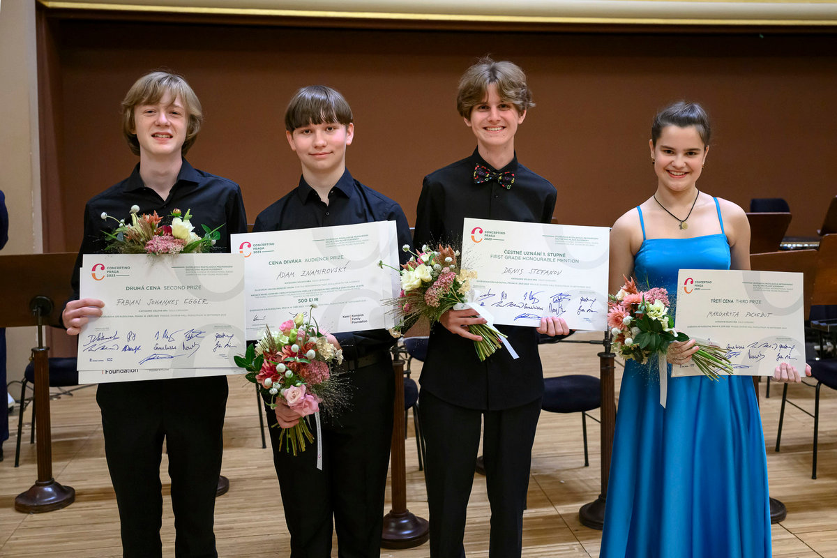 Fabian Johannes Egger, Adam Znamirovský, Denis Stefanov, Margaryta Pochebut, foto Petra Hajská